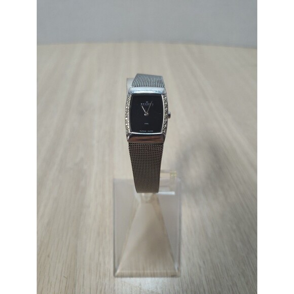 Skagen Platinum Plated Black Dial 19mm Women\'s  Bracelet Watch main image 7